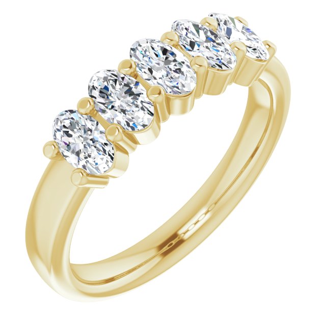 1.05 ct. Oval Cut Diamond Wedding Band 5 Stone Anniversary Ring-VIRABYANI